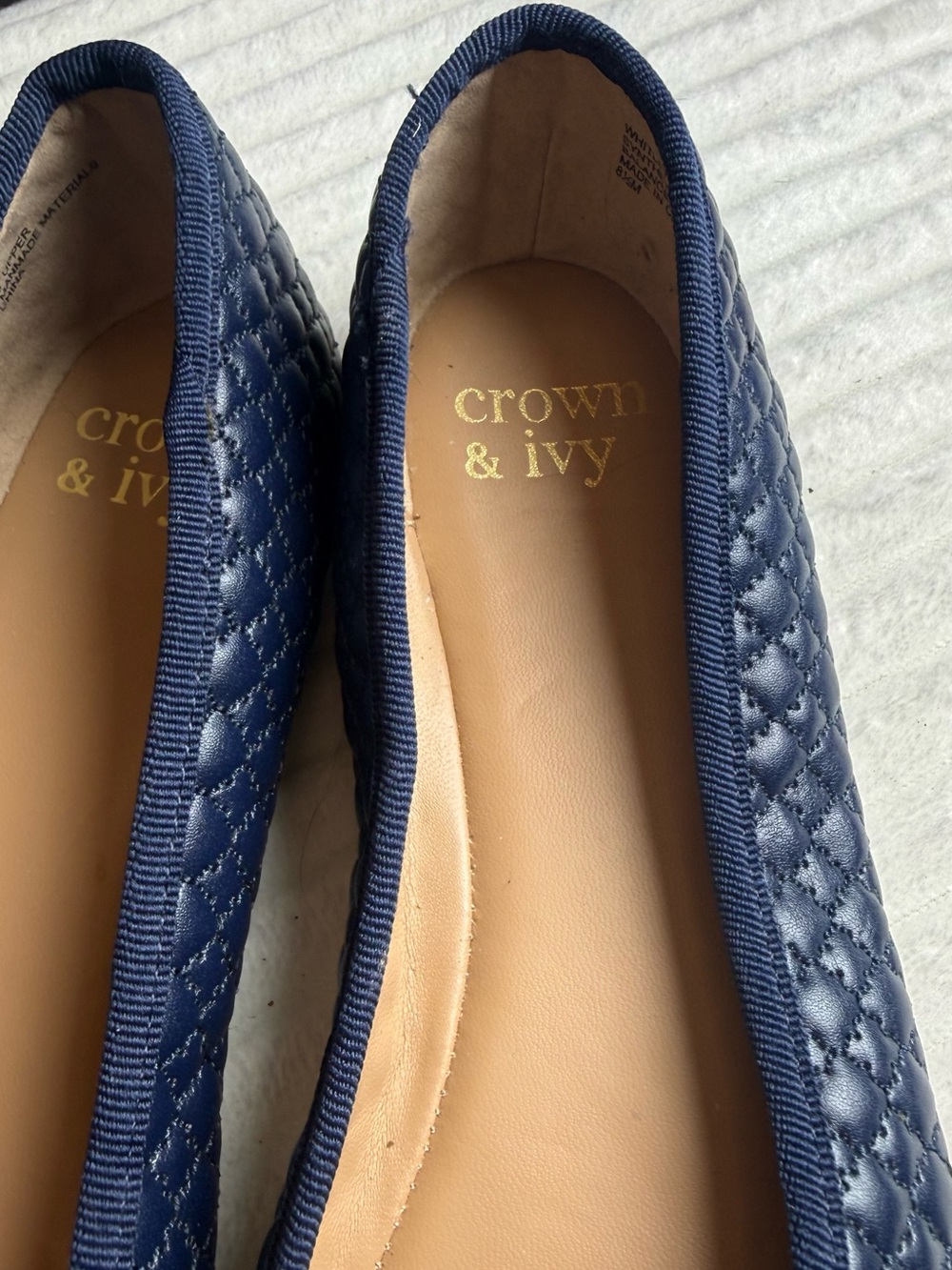 crown & ivy Navy Quilted Ballet Flats with Bow Charm - Picture 3 of 8